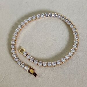 Gold Filled Clear Crystal Tennis Ankle Bracelet Anklet
